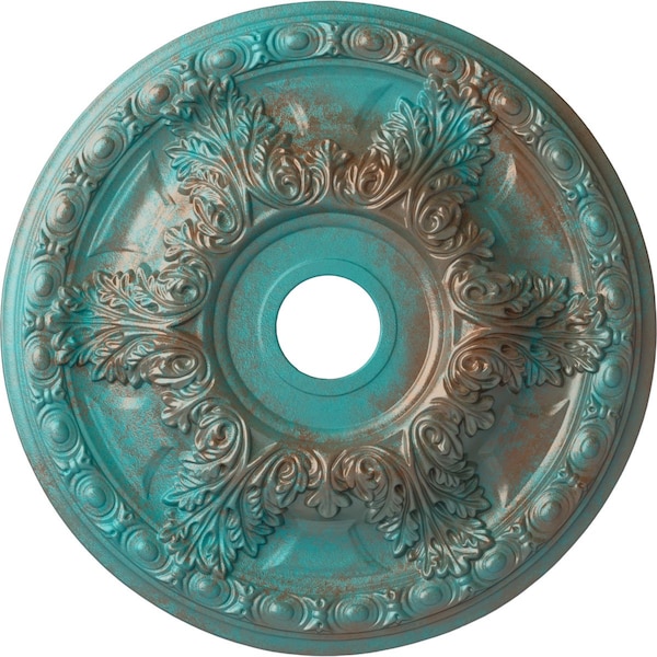 Ekena Millwork Granada Medallion (Canopies up to 7 1/8"), 23 3/8"OD x 3 5/8"ID x 2 1/2"P, Copper Green Patina CM23GACGS - main
